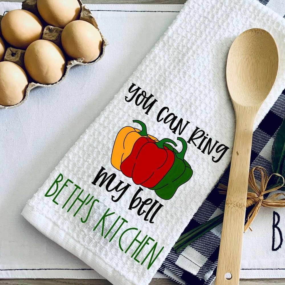 TEA TOWEL-YOU CAN RING MY BELL-FUNNY KITCHEN TOWEL-…